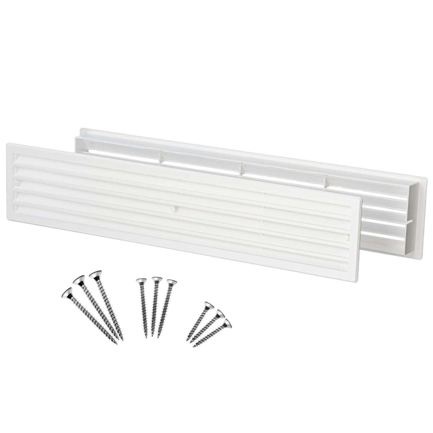 Steinberg14 Door Vent Cover - Two Sided Door Grille - Plastic Ventilation Grill - Door Vents for Interior Doors - Door Louver Vent - Door Air Vent Grill (White, 17.7x3.6 inch - with Screws)