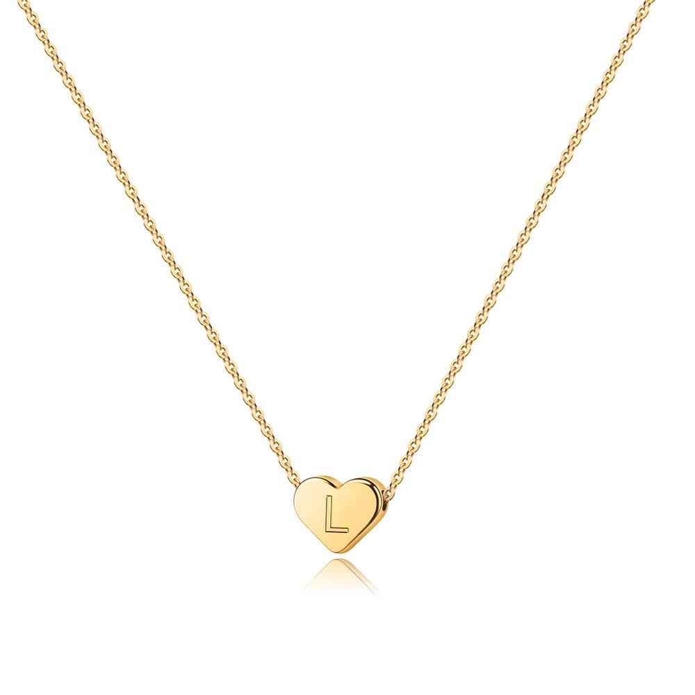 Turandoss Easter Basket Stuffers for Kids Teen Girls - Dainty 14K Gold Plated Heart Initial A-Z Pendant Letter Heart Necklace Birthday Easter Gifts for Girls Teens Women