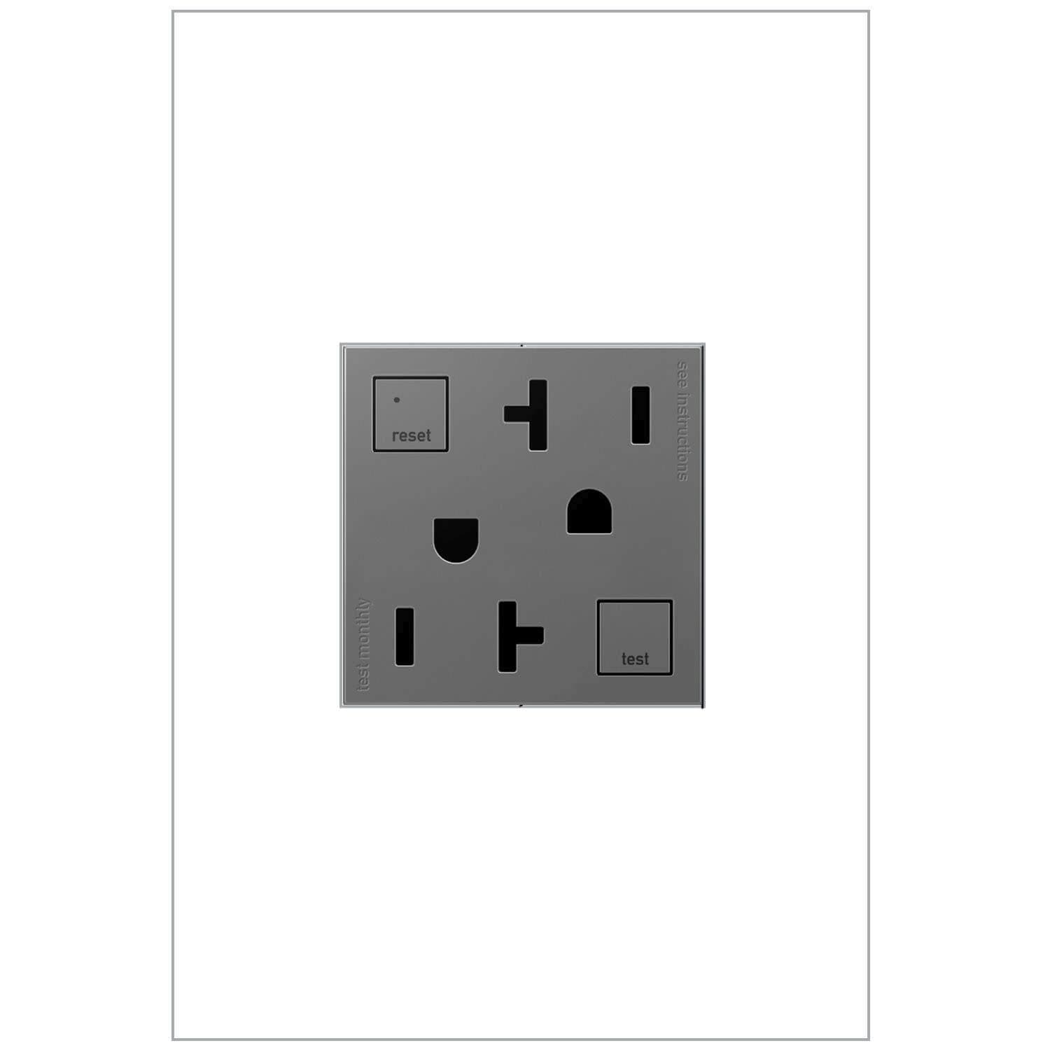 Legrand adorne Tamper-Resistant Self-Test Electrical GFCI Outlet, 20A, Magnesium Finish, AGFTR2202M4