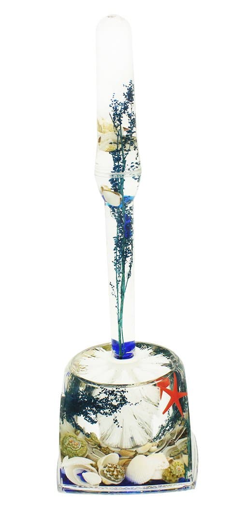 EUMAT Nature Series Toilet Brush Acrylic Bathroom Accessory Blue Grass and Sea shell Toilet Brush TB-001