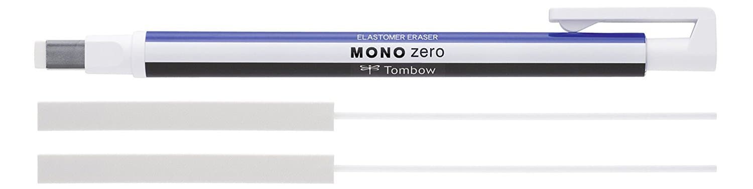 Tombow precision rubber, Mono zero, can be refilled, square tip, 2.5 mm x 5 mm Radierstift (eckige Spitze) Weiß + Refill