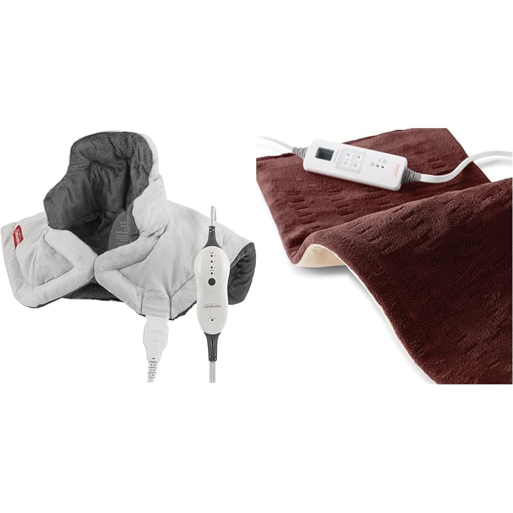 Heating Pad for Neck and Shoulder Pain Relief with Auto Shut Off and Moist Heating Option & XL Heating Pad for Back