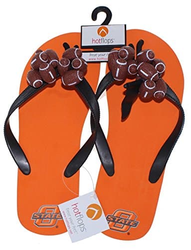 HotFlops New! Oklahoma State Cowboys NCAA Ladies Football Flip Flops Beach Sandal Shoes - Adult Size Medium (8-9)
