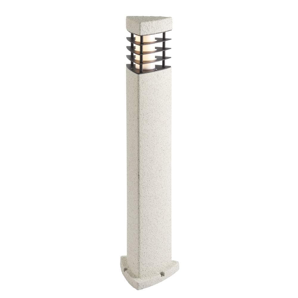 Modern Grey Stone Finish Outdoor Garden Driveway Patio Louvred LED Bollard Post Light IP44 Rated 1000mm [Energy Class A+]