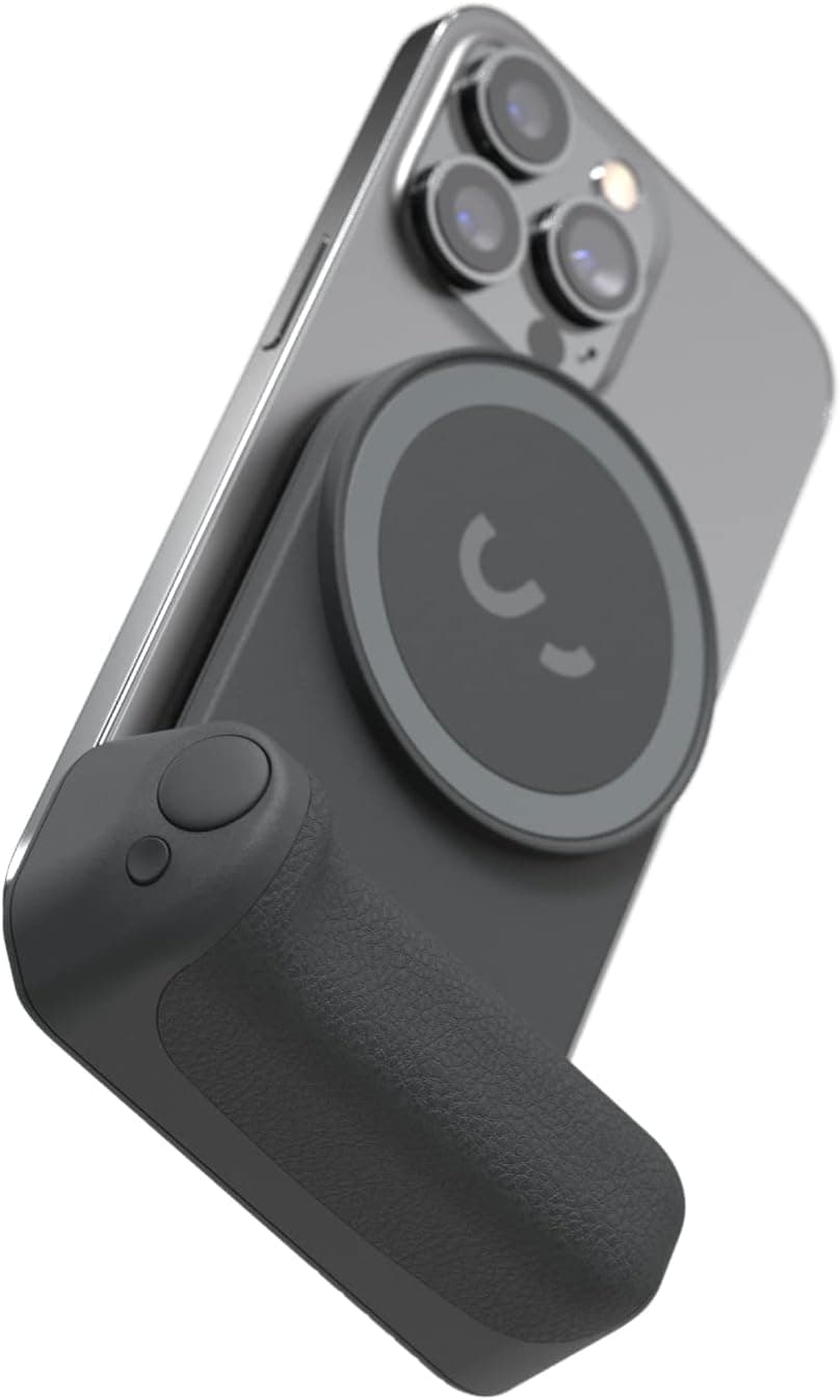 SnapGrip - Mobile Battery Grip with Wireless Shutter Button - Magnetic Mount Snaps on to Any Phone - Built in Powerbank with Qi Wireless Charging (Midnight)