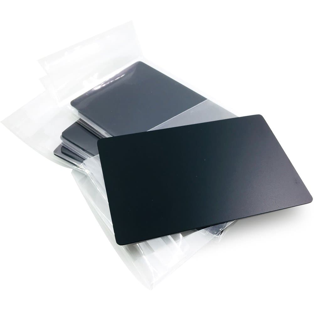 Metal Business Cards Anodized Aluminum Plaque Plate 86X54X0.8mm (Black, Blank,10PCS)