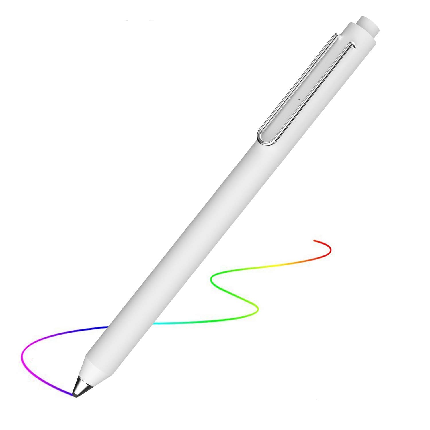 iPad Pencil, Stylus Pen for All iPad/iPhone/iPad Pro/iPhone X,KSW KINGDO Rechargeable Pen with 4 Replaceable Fine Point Rubber Tips 2mm Styli for Drawing and Handwriting (White)