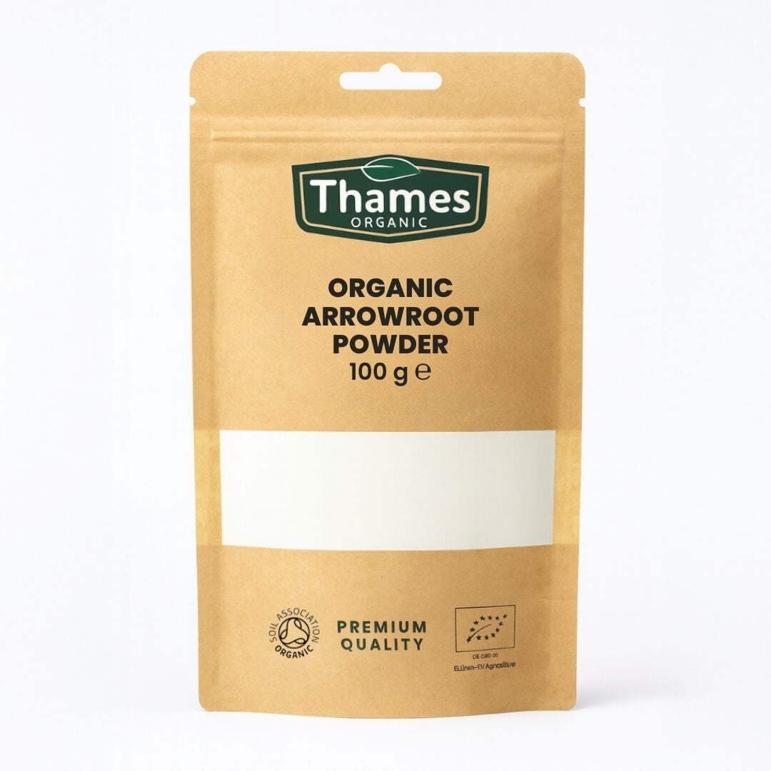 Organic Arrowroot Powder 100g - Arrowroot Flour, Starch Non-GMO Thickening Agent - No Additives or Preservatives - Vegan, Certified Organic - Perfect for Baking and Cooking - Thames Organic