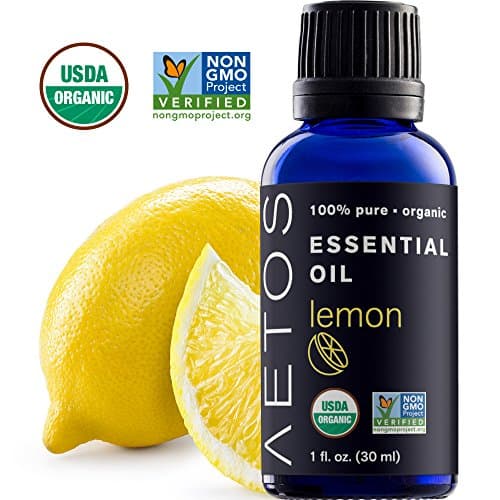 Aetos Organic Lemon Oil, USDA Certified Organic Essential Oils, Non GMO, 100% Pure, Natural, Therapeutic Grade Essential Oil, Best Aromatherapy Scented-Oils for Home, Office, Personal Oil Use - 1 Oz