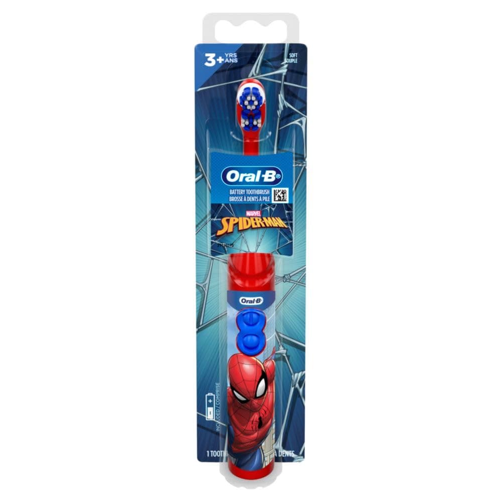Kid's Battery Toothbrush Featuring Marvel's Spiderman, Soft Bristles, for Kids 3+