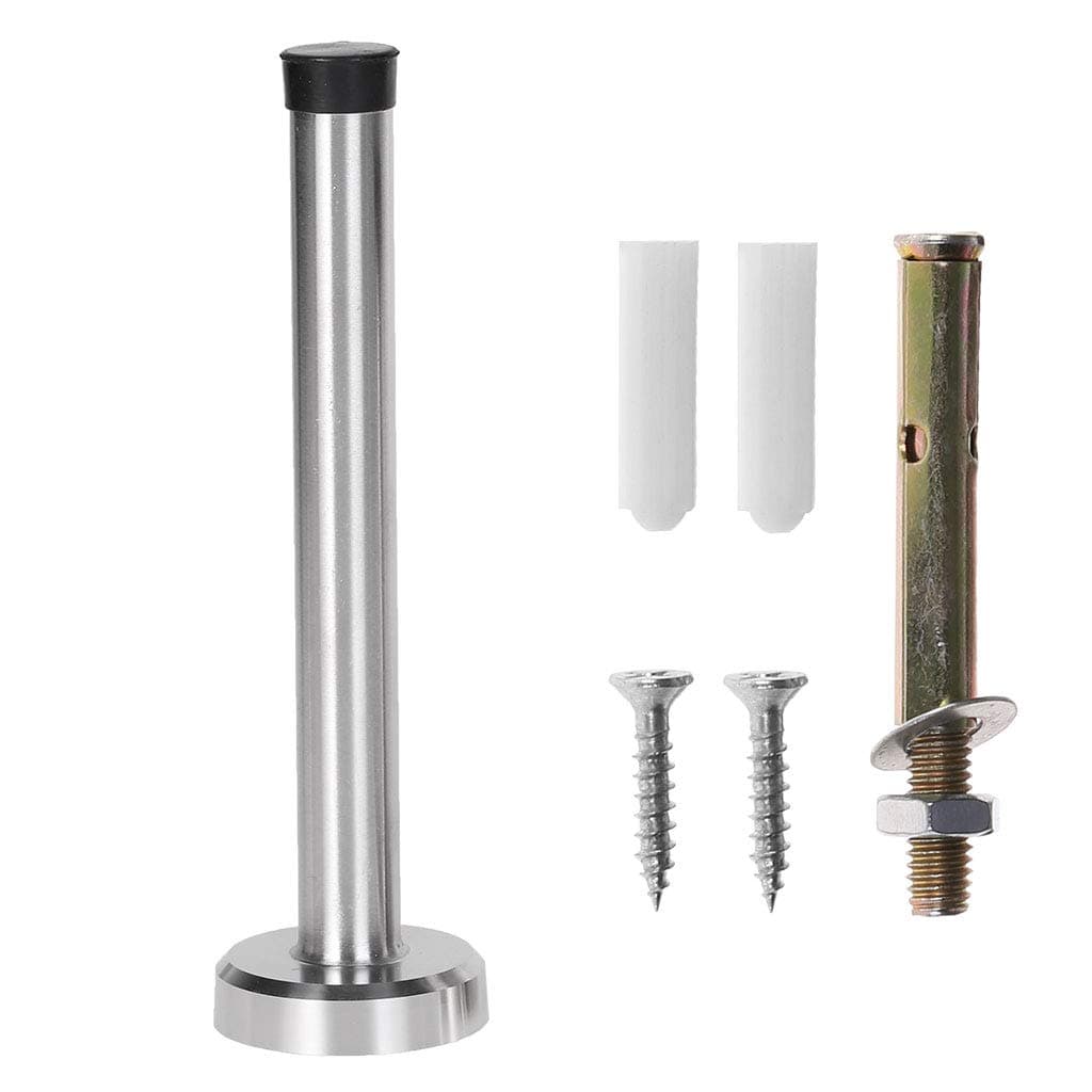 JOYKK 150cm Door Stop Stopper Bumper Wall Mounted Protector Sound Dampening Stainless Steel - Silver&Black
