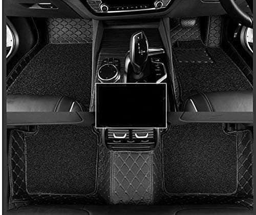 AutoClow/Premium 7D car mat Full Set for Mahindra Thar (Model : 2020-2024) || Luxury Leather Double Car Floor Mat Complete Set || 100% Waterproof and Washable || Color : Black-Black