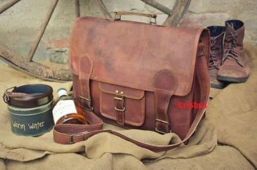 SKH17 Men's Genuine Vintage Leather Messenger Shoulder Laptop Bag - Mens Leather Bags