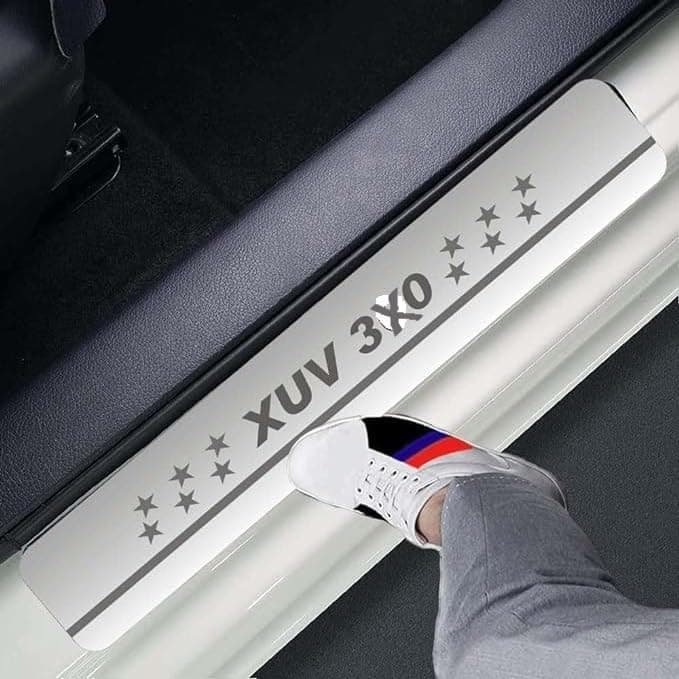 NEXTA Door Sill/Foot Step 3mm Tape Stainless Steel Scuff Plates for Mahindra XUV 3XO (Set of 4 Pcs)