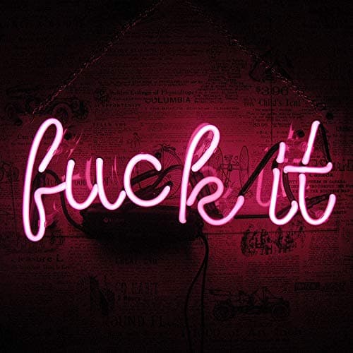 Custom Neon Sign Wall Light, Real Glass Tube Lamp, Bedroom Decorations, Beer Bar Pub Home Room Windows Garage Wall Decor Wedding Party Decoration (Fuck it 14''x7'')