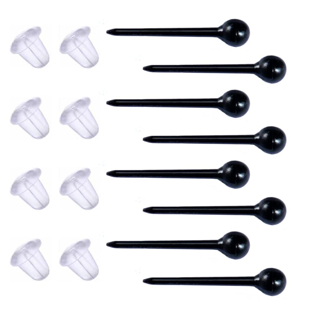 ChunneyBlack Plastic Earrings for Sports,300 Pairs Plastic Earring Pins and Earring Backs