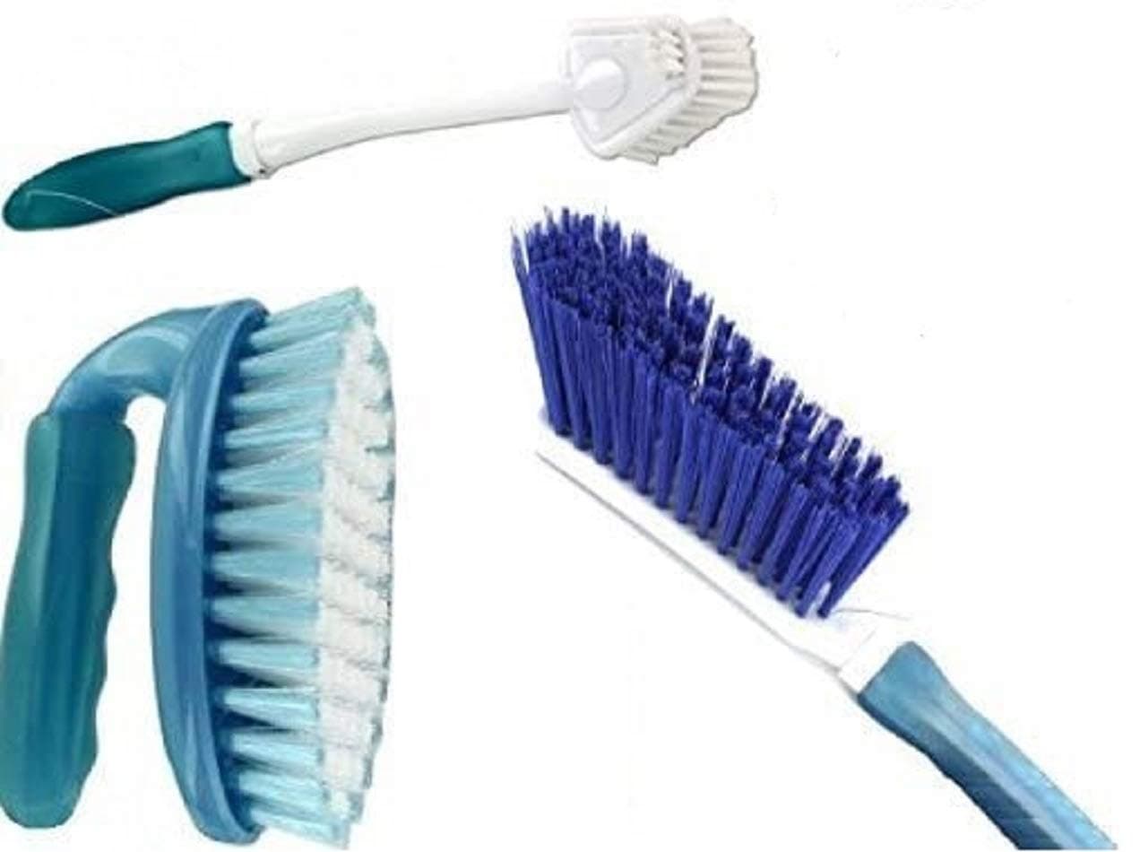 Scrub Brush Set 3 Piece Household Cleaning Supplies: Stiff Bristle Brushes,Carpet Kitchen,Bathroom.Clean the Bathtub Shower Sinkware Dishes Water Bottle Scrubbing Grout Tile Remove Urine Pet Stains Odor