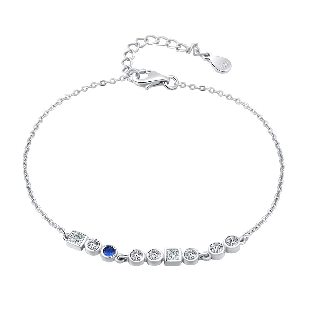 Morse Code Bracelets Real 925 Sterling Silver Blue/White Zircon Women Bangles