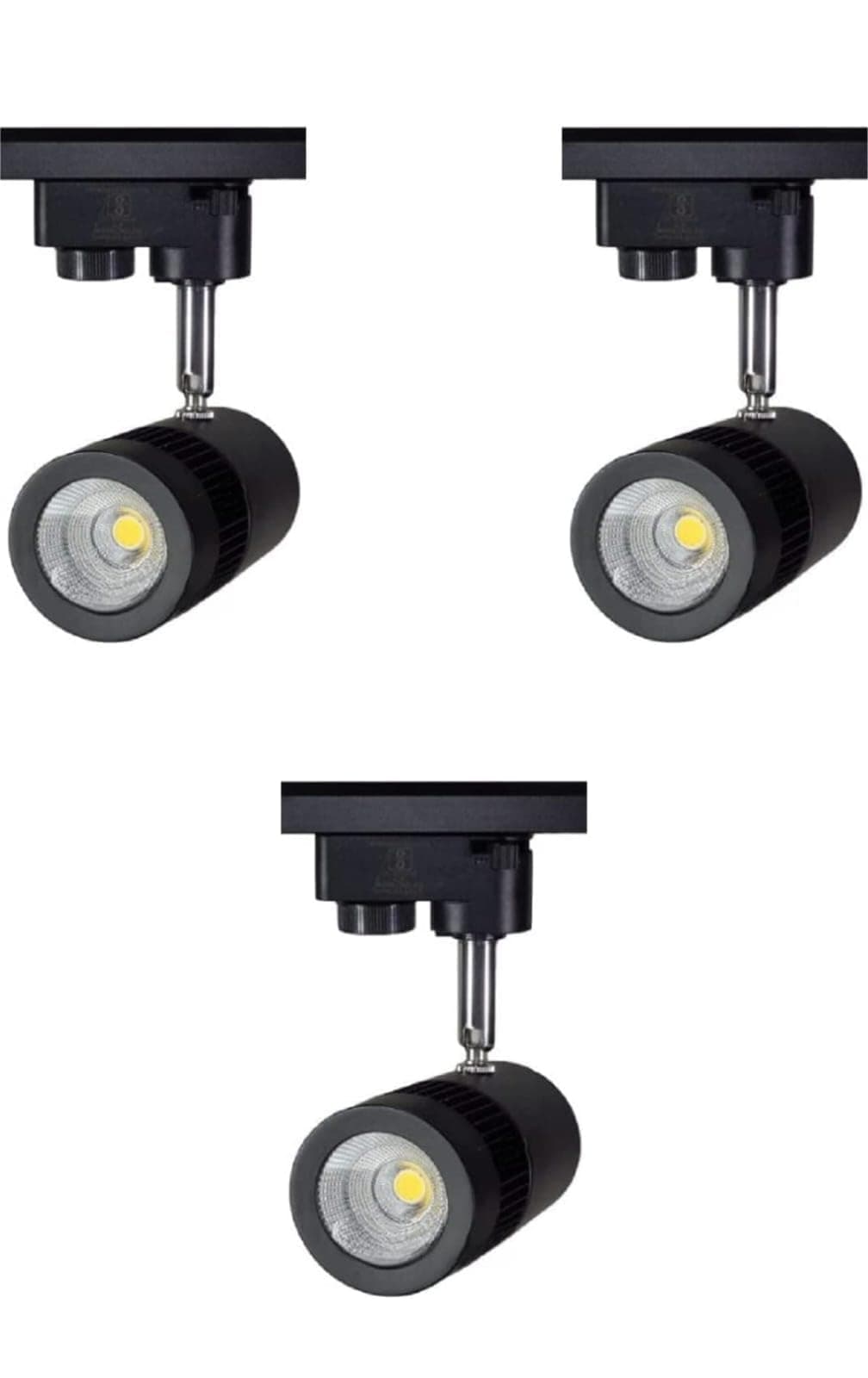Sirius 9 Watts Black LED Indoor Modern Adjustable Head Metal Cylindrical Ceiling Mounted Spot/Down/Focus/Track Light Trackway Included for Kitchen, Bar, Malls -White (Pack of 3)