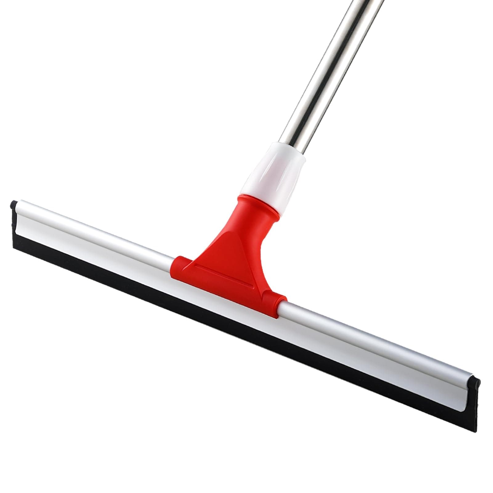 17IN Floor Squeegee Mop with Extension Poles(58IN), Wet Room Rubber Floor Wiper Heavy Duty, Water Broom Squeegee Floor Scrubber for Indoor & Outdoor Bathroom Shower Garage Patio Deck