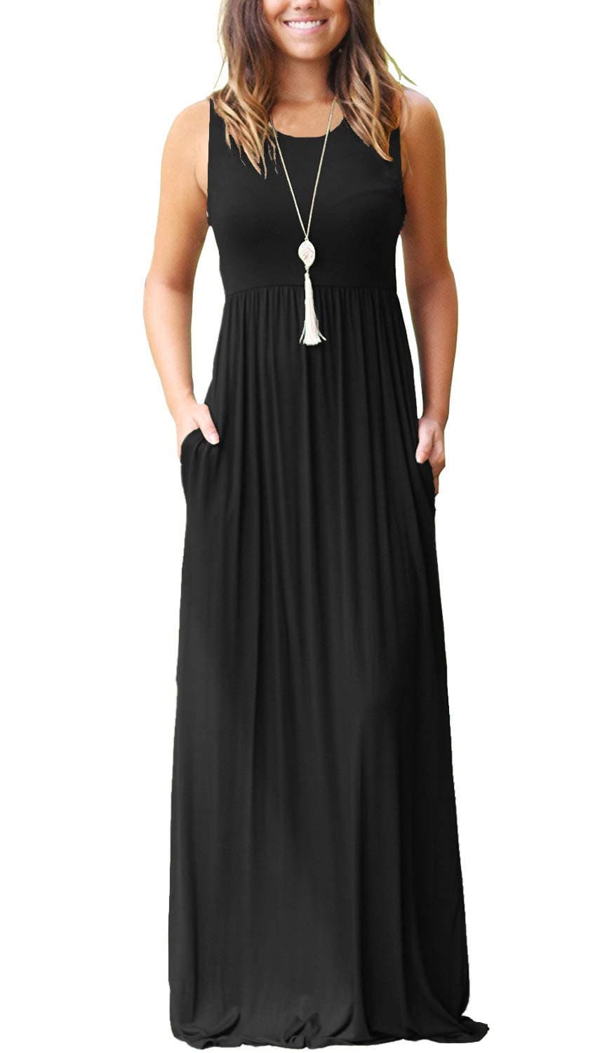 Women's Loose Plain Maxi Dresses Casual Long Dresses with Pockets