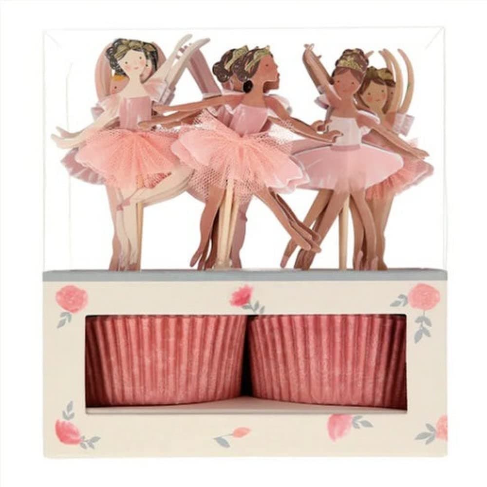 24 Count Pink and Gold Ballet Themed Cupcake Toppers