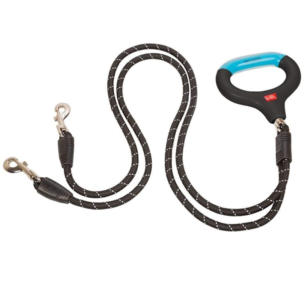 Dual Doggie Gel Rope Leash, Medium/Large Size, Black (dual large)