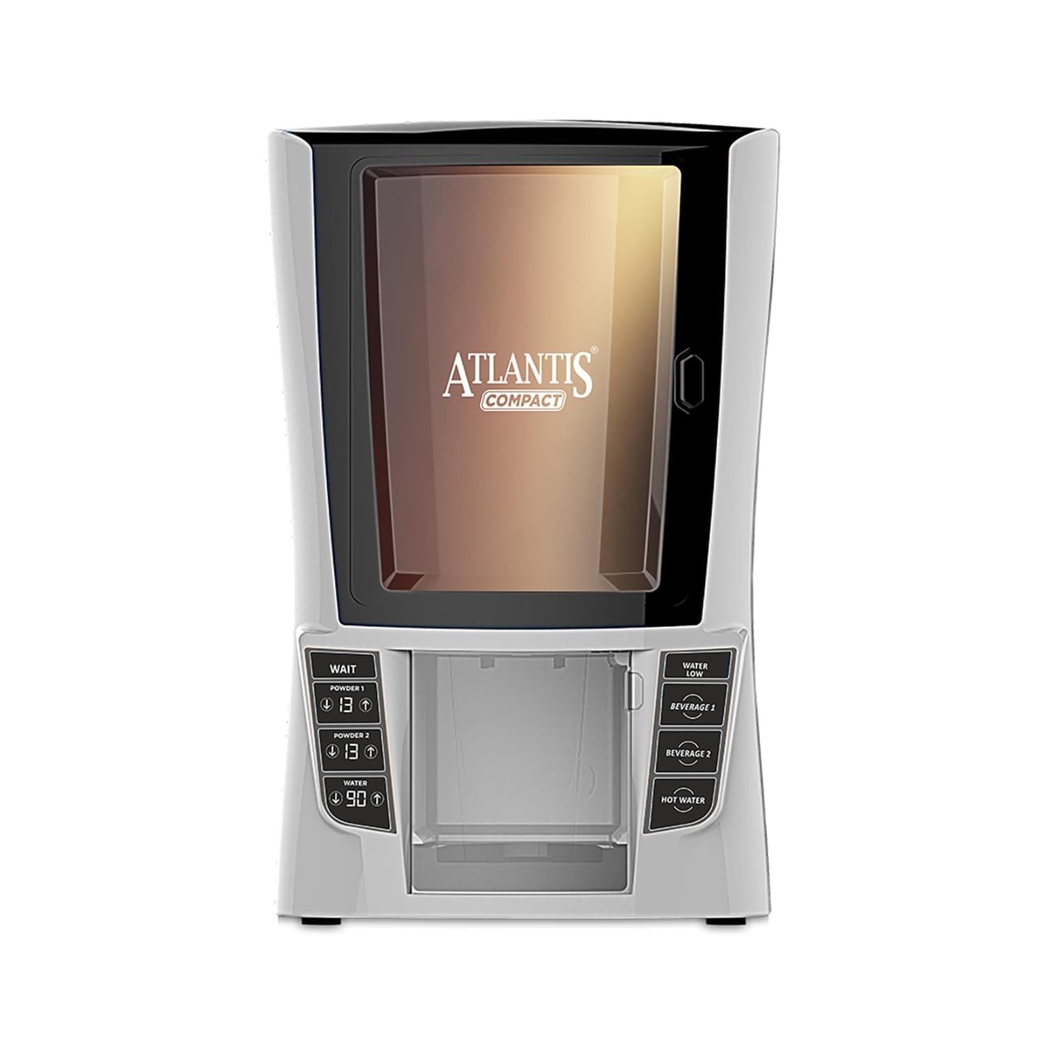 ATLANTIS Compact Coffee Machine with 2 Lane Hot Beverage Dispensing Option – Space Saving, Cost Effective Solution | For Shops, Offices, Hotels, Restaurants and Clinics