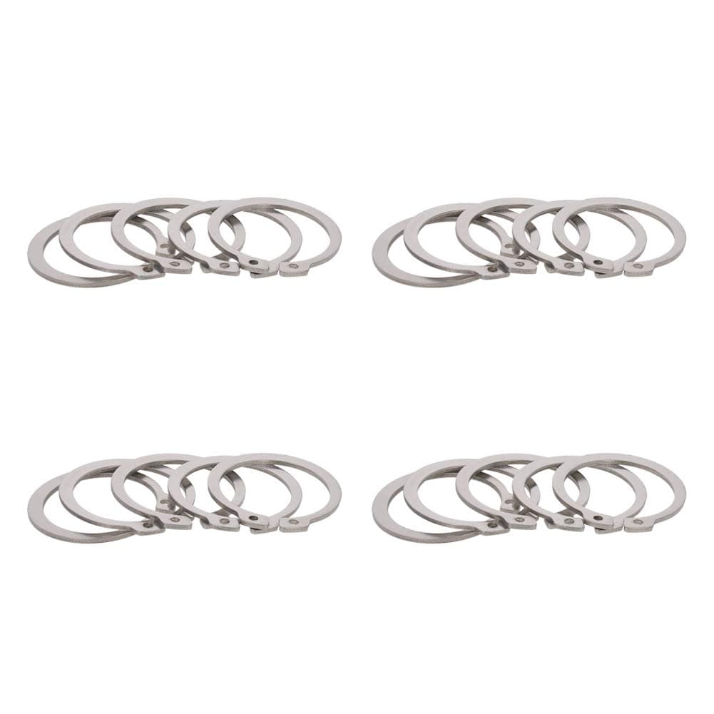 MroMax External Circlips C-Clip Retaining Shaft Snap Rings 304 Stainless Steel, Silver 20pcs