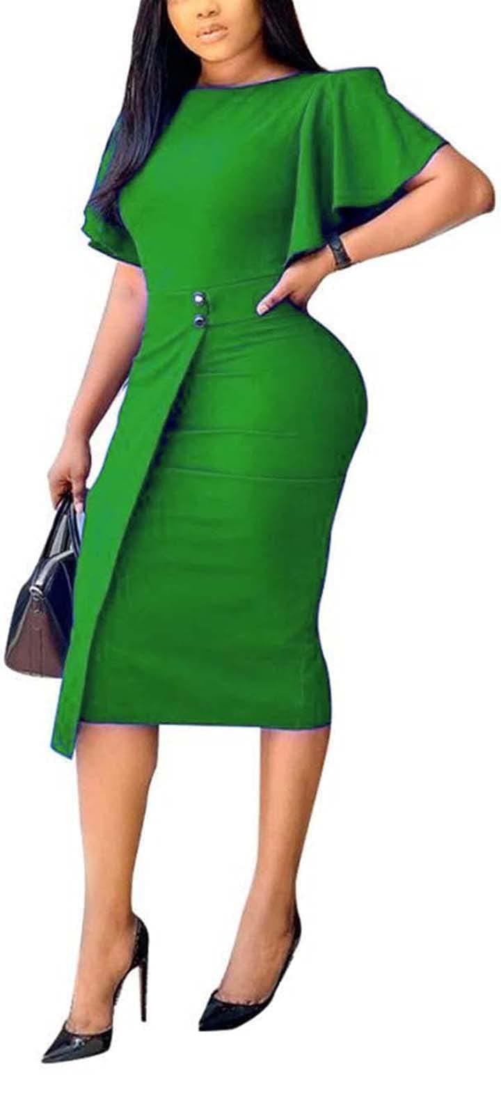 Halfword Women's Office Wear to Work Dress Short Sleeve Bodycon Business Pencil Dress
