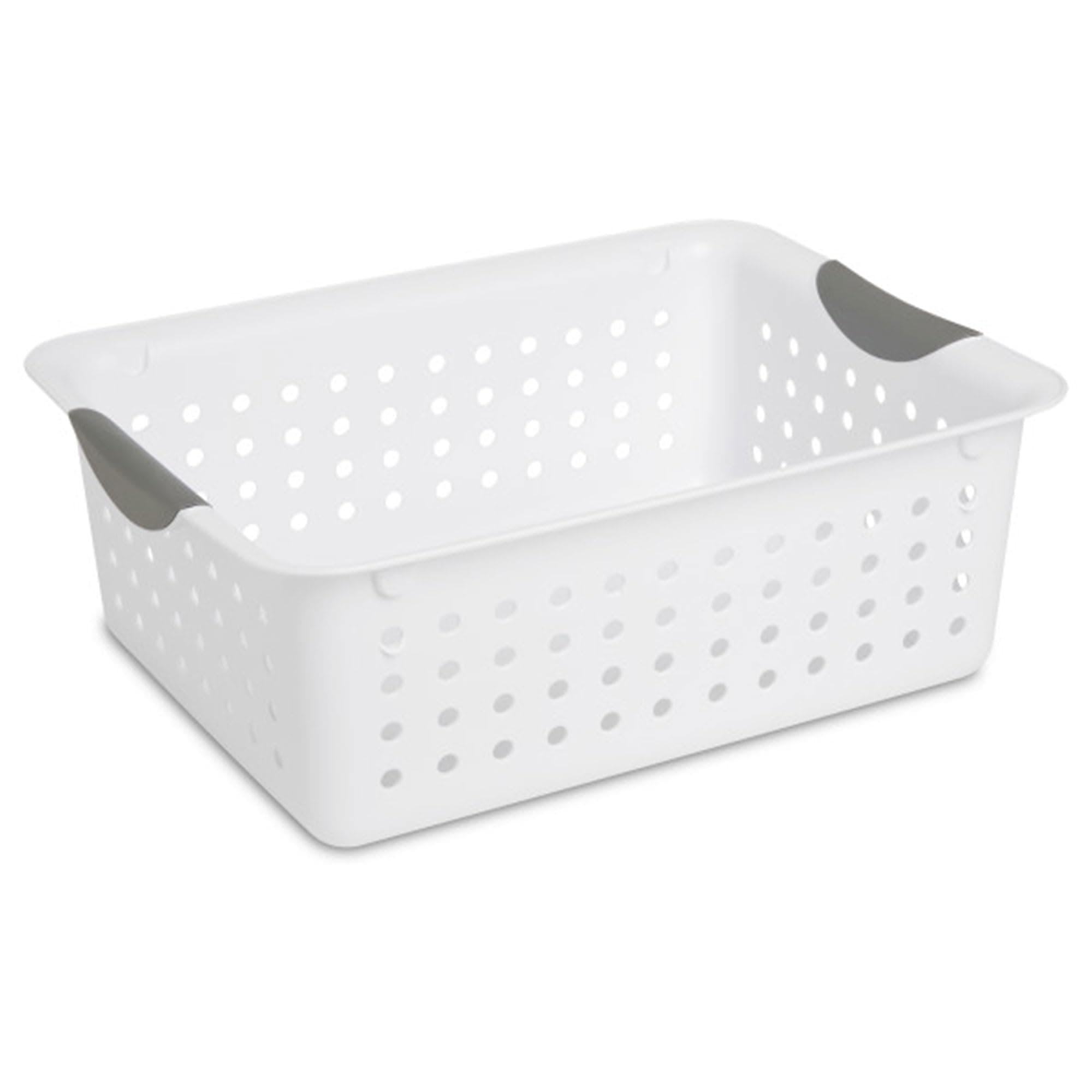 6-Pack Medium Ultra Basket, Open Top Plastic Storage Organizer, White - Classic Baskets for Organizing Countertops, Pantry Shelves, Kitchen Cabinets, Laundry Rooms or Home Offices