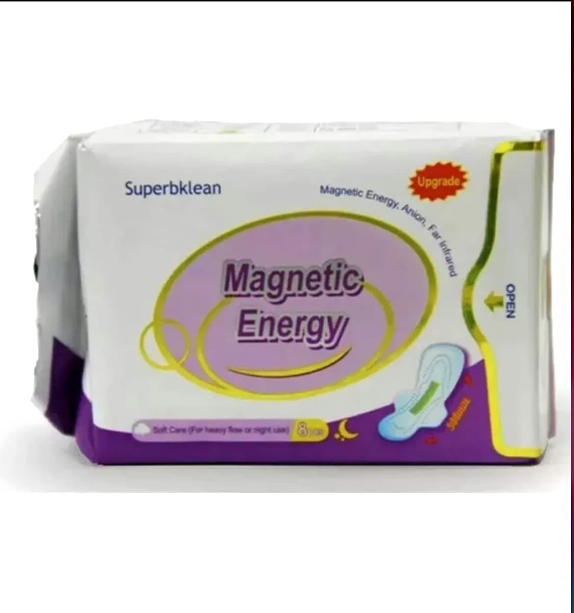 Pads Superbklean Magnetic Sanitary Napkin, Anion, Far Infrared (Heavy Flow or Night use, 8 Pads)