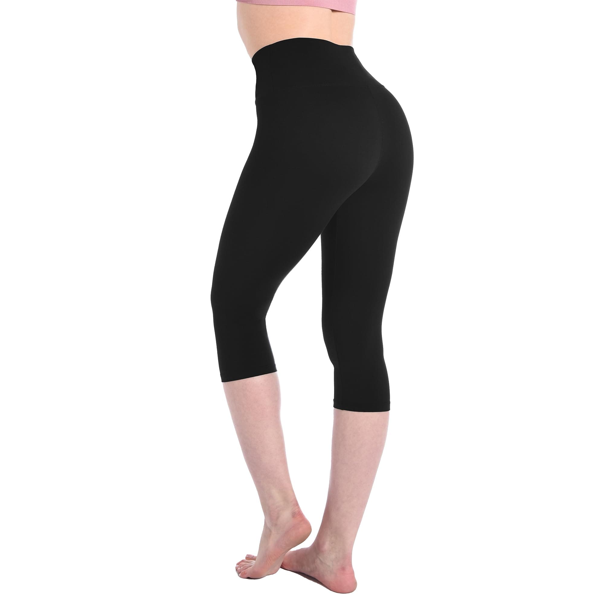 LeafigureGym Leggings Womens High Waist 3/4 Black Leggings for Women Workout