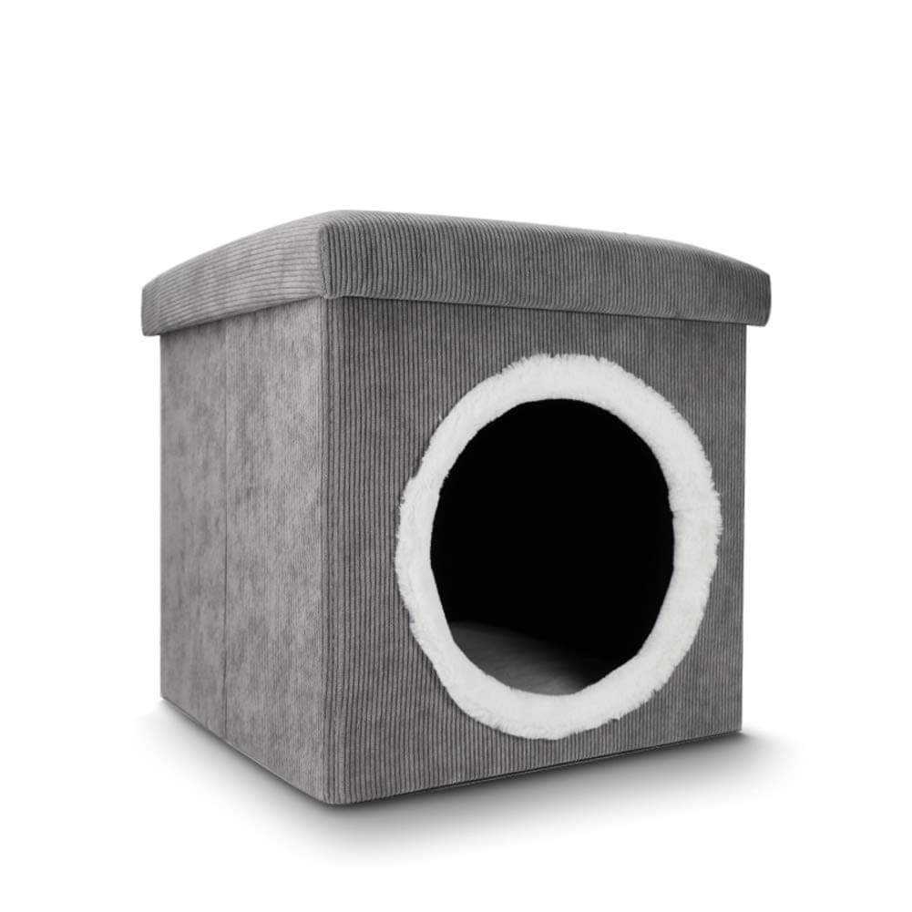 GE&YOBBY Cube Cat bed Ottoman,Fabric modern Pet house Removeble cover Creative storage box-gray 38x38x38cm(15x15x15inch)