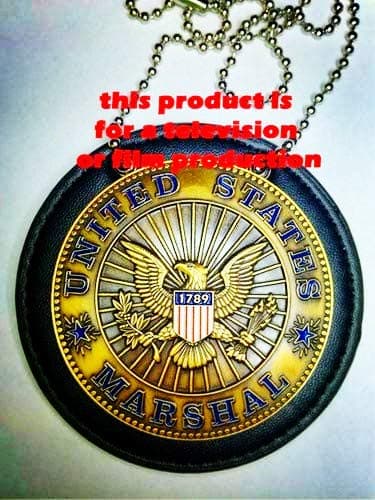 USMPC - U.S. Movie Prop Collection - Classical Old West Style Marshal Movie Prop pin Back with Leather Holder and Neck Chain