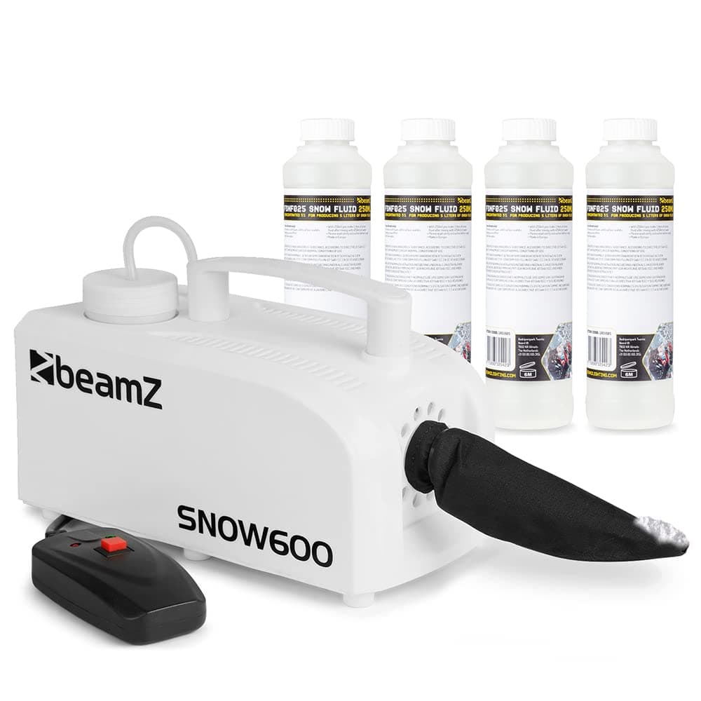 Snow600 Snow Machine with 20L Concentrated Fluid - Fake Snow Maker for Party, Festivals & Events, Realistic Indoor and Outdoor Winter Effect Creation Device