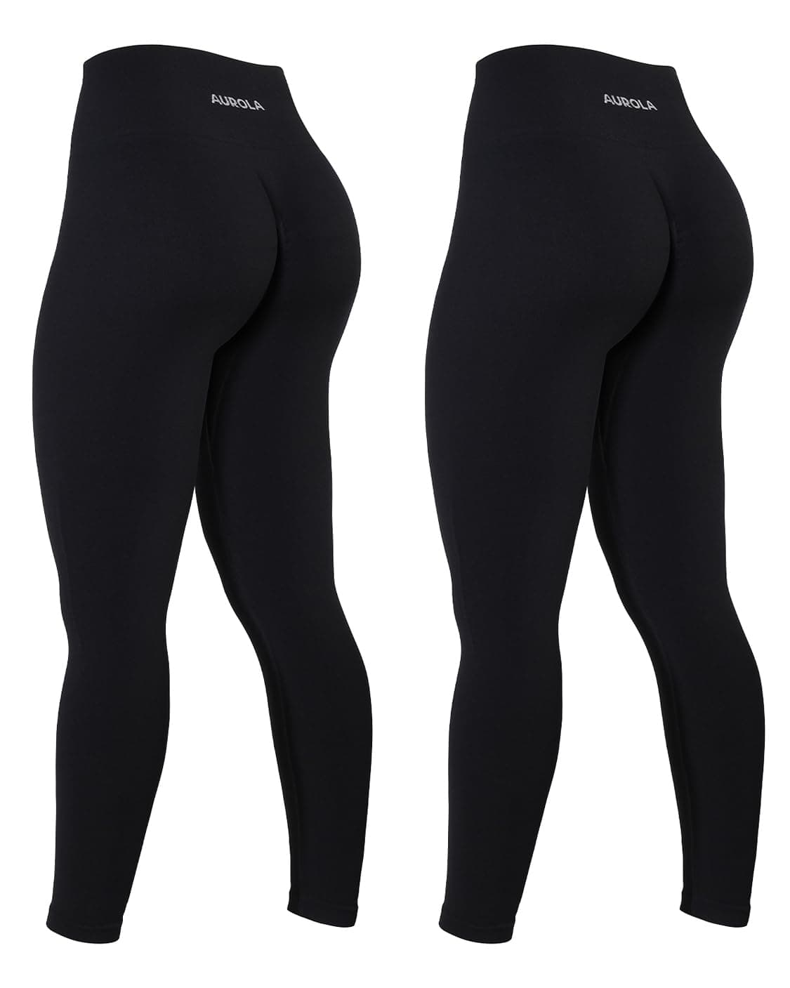 AUROLA Power Workout Leggings for Women Tummy Control Squat Proof Ribbed Thick Seamless Scrunch Active Pants