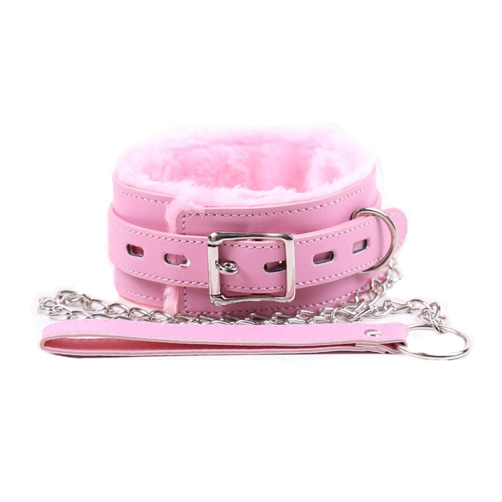 AOTNEG STAR Pink Collar Pu Leather Choker Necklace with Chain for Women Ladies