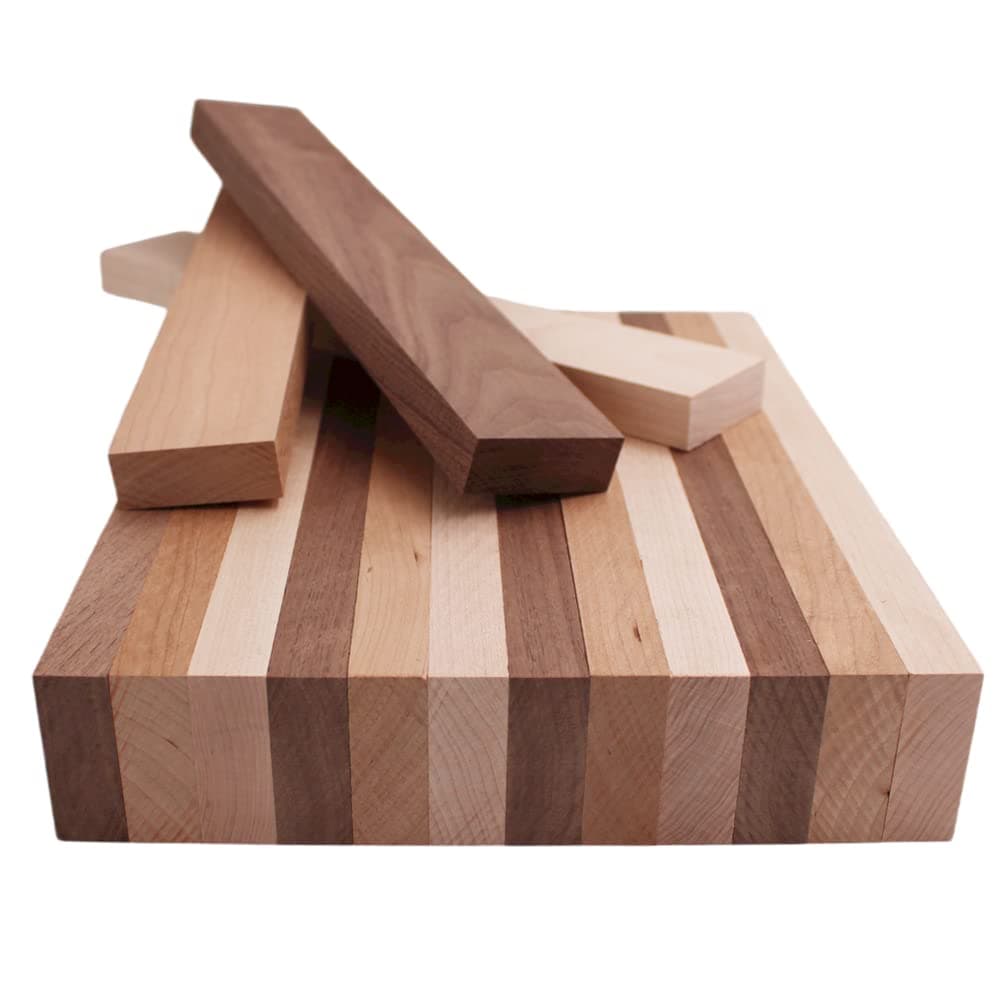 Domestic Variety Pack 5 Walnut, 5 Maple and 5 Cherry Boards - 3/4" x 2" (15Pcs) (3/4" x 2" x 24")
