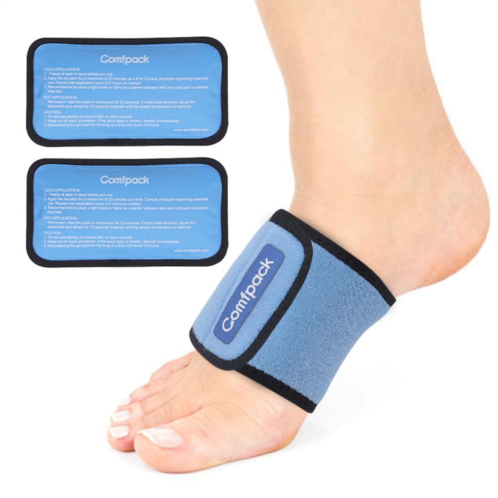 Cold Therapy Wrap with 2 Packs for Pain Relief, Reusable Gel Ice Packs for Foot Plantar, Wrist, Ankle, Great for Sprains, Muscle Pain, Bruises, Injuries