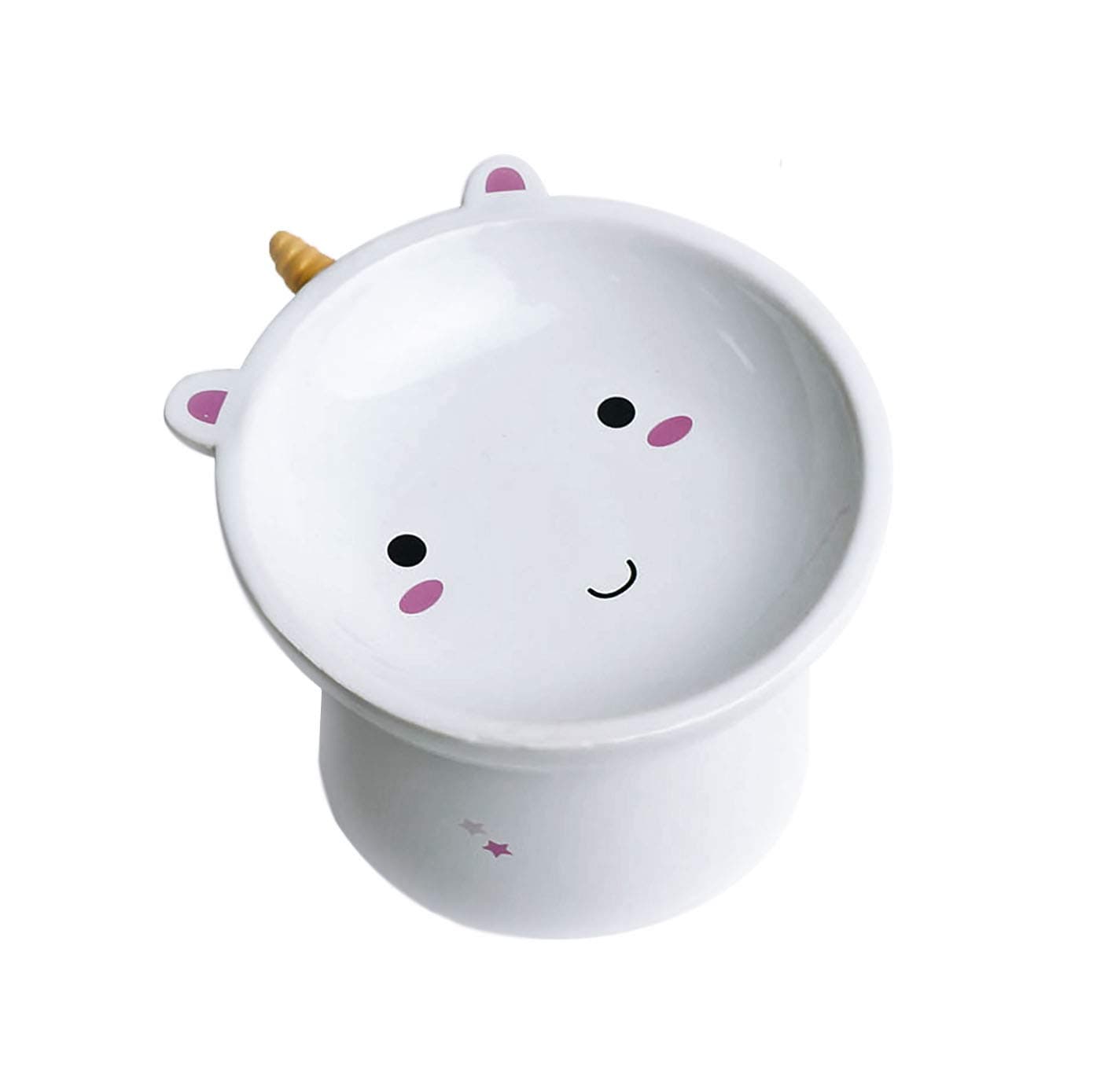 Pets Purpose Mini Ceramic Raised Unicorn Feeding Cat Bowl, Elevated Food Bowl – Stress-Free Meal