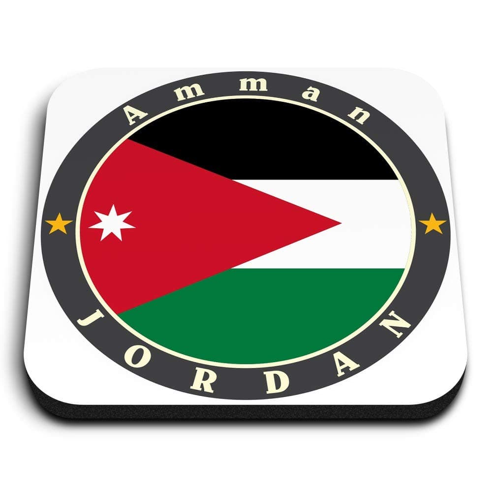 1 x Square MDF Fridge Magnet - Jordan Amman Travel Flag Stamp 5619