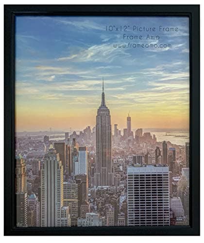 Frame Amo Black 10x12 Wood Photo or Picture Frame, Glass Front Face, Flat Border (1)