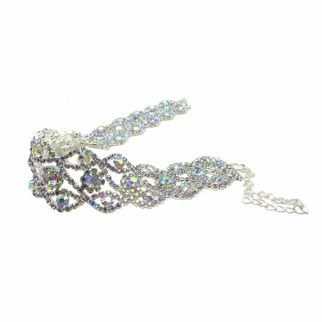 Rhinestone Collar Jewelry Adjustable Collar Silver Collar for Lady Party Jewelry Women and Girls NK126