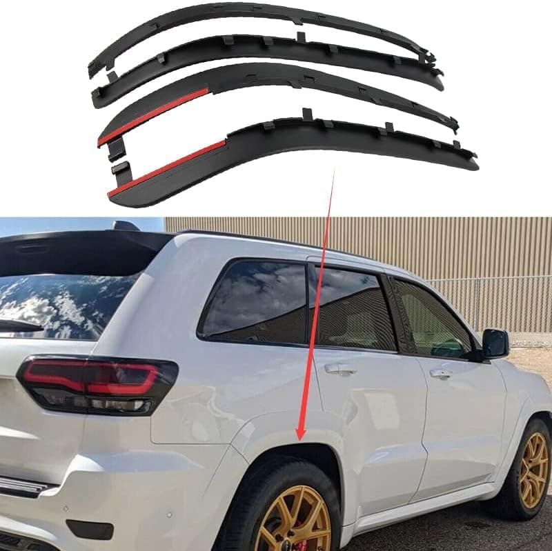 4PCS Fender Wheel Arch Flares Mudguard Front Rear Extensions for 2014-2020 Jeep Grand Cherokee Wide Wheel Version 2015 2016 2017 2018 2019 OEM 1XA30RXFAB 1XA31RXFAB 1WQ46RXFAB 1WQ47RXFAB