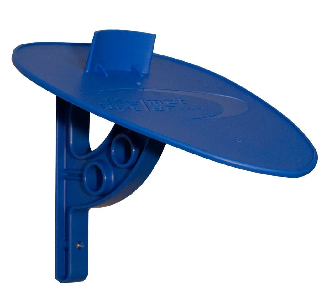 Helmet Butler - Motorcycle Helmet & Gear Storage System - Blue Top - Blue Bracket