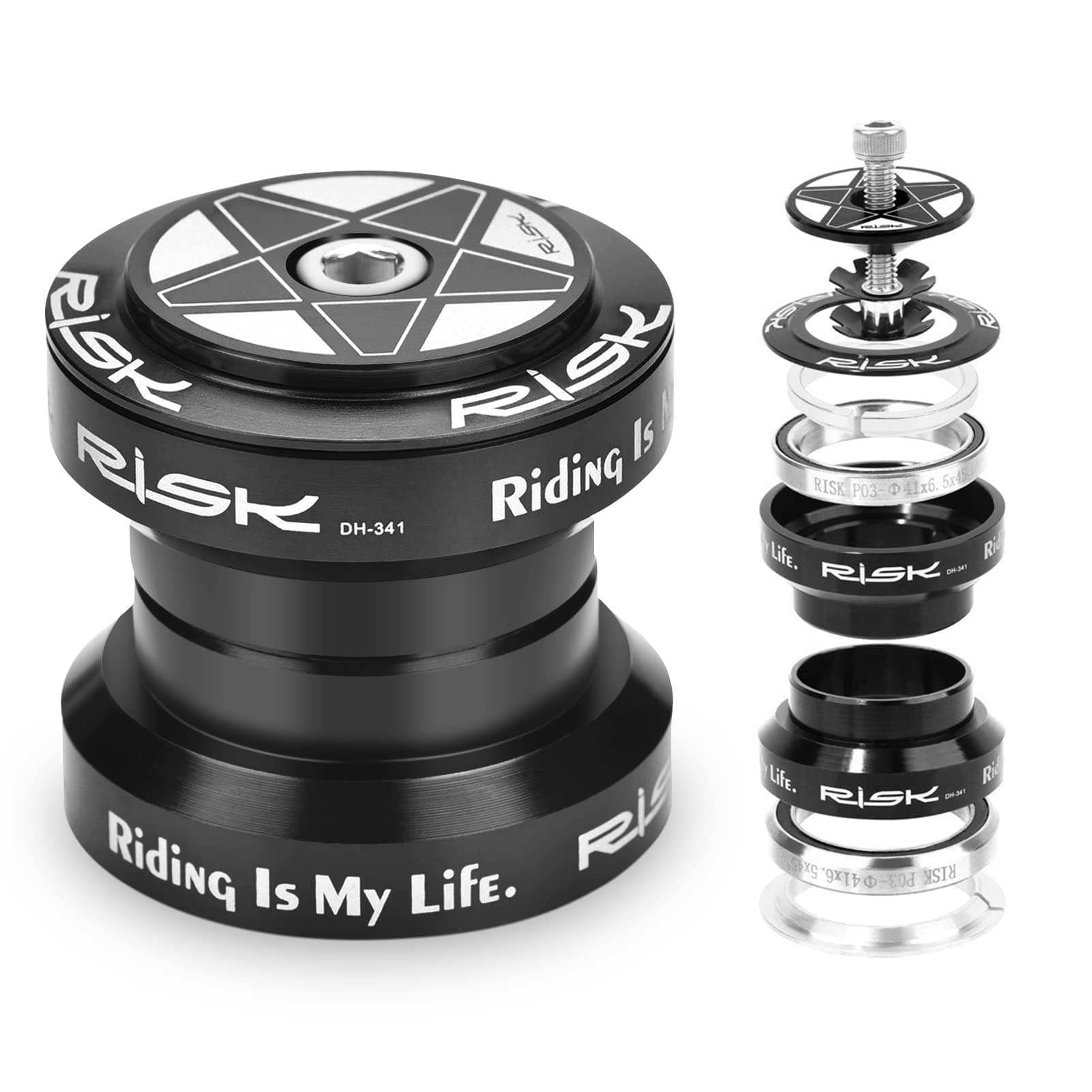 Headset, Aluminum Alloy Mountain Headsets Bearings, 34mm Headset Headset Cycling Headset Replacement for 28.6mm Straight Steerer Fork Bearing