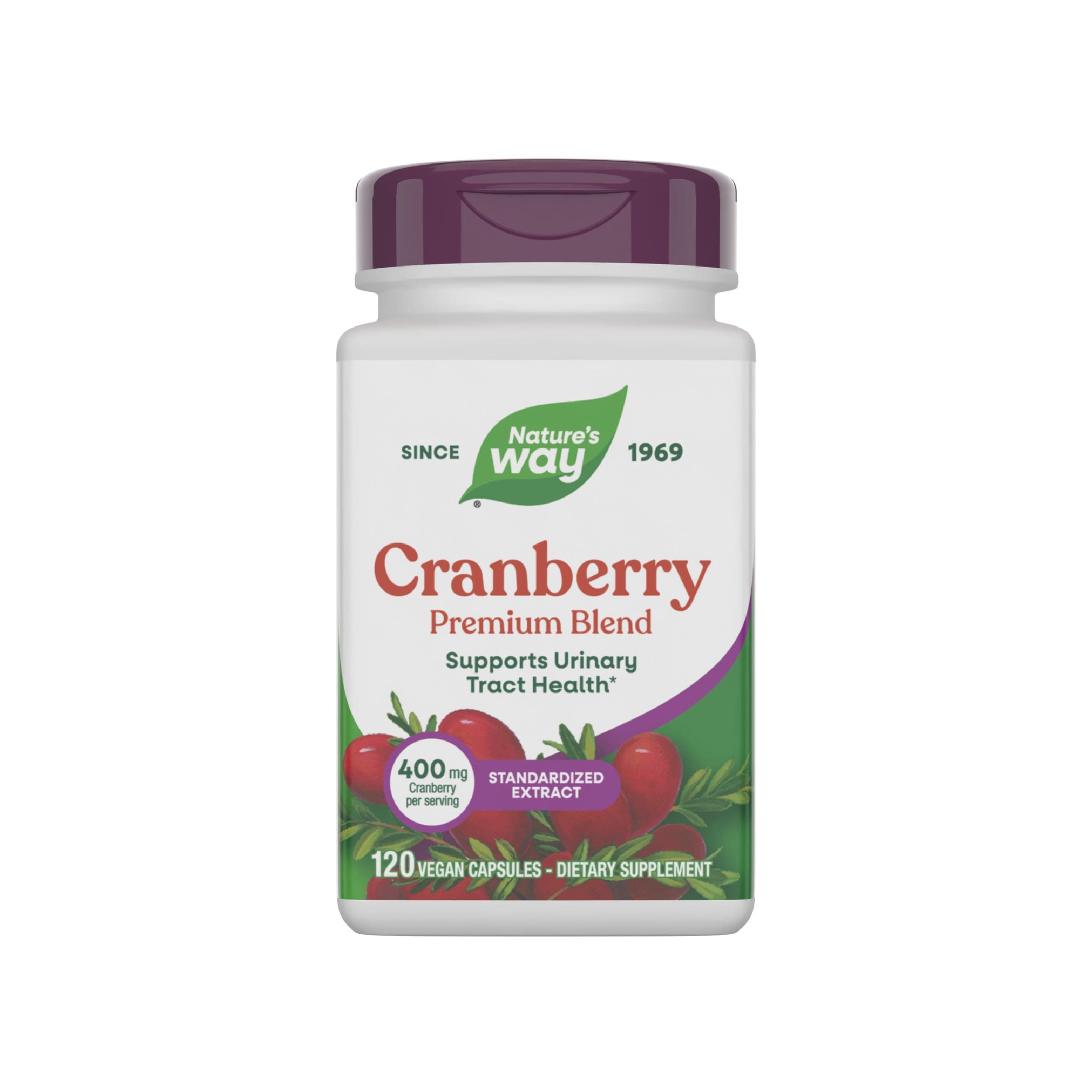 Premium Blend Cranberry, Urinary Tract Health Support*, with 100% Cranberry Concentrate, 400 mg Per Serving, 120 Capsules (Packaging May Vary)