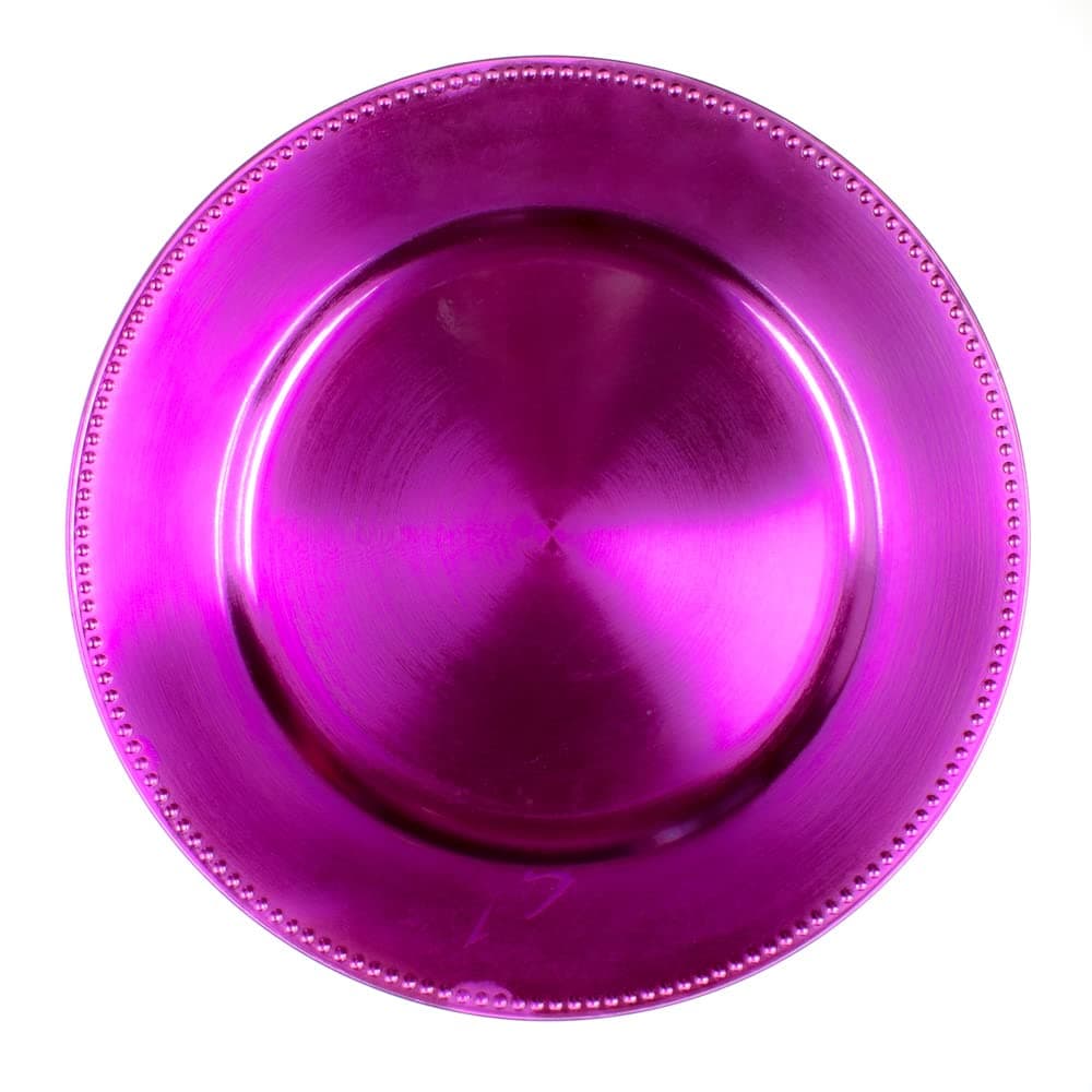Richland Charger Plate Beaded Round 13" Fuchsia Set of 12