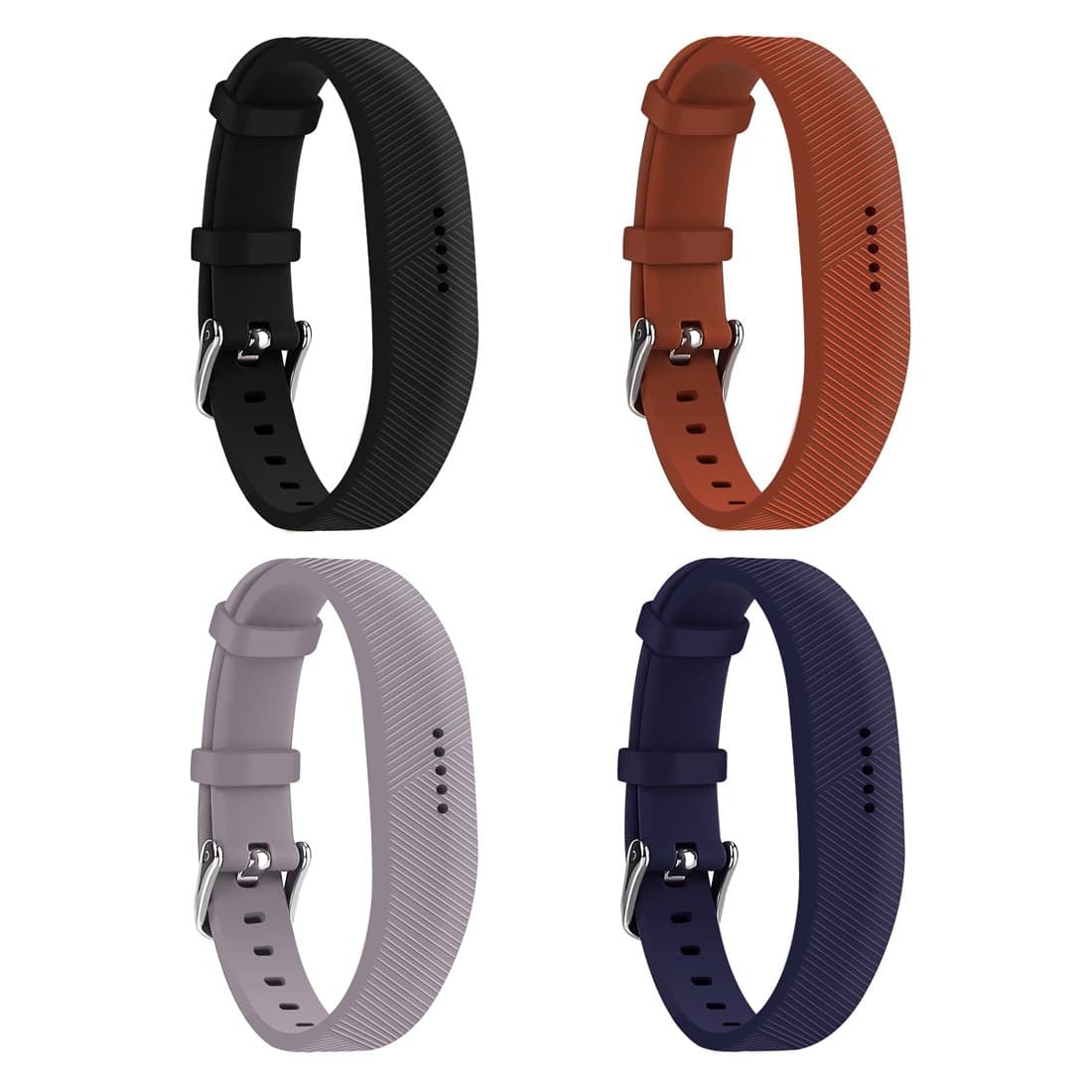 Compatible with Fitbit Flex 2 Bands, With Watch Buckle Comfortable Soft Silicone Wristband Adjustable Sport Strap Replacement for Fitbit Flex 2 Fitness Tracker (4 Pack)